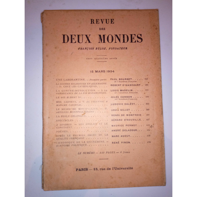 Revue des deux mondes 15 Mars 1934