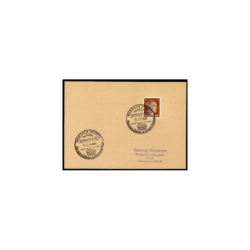 Allemagne n 706 yv cachet WW2 WURZACH Timbre Allemand Hitler 1918...
