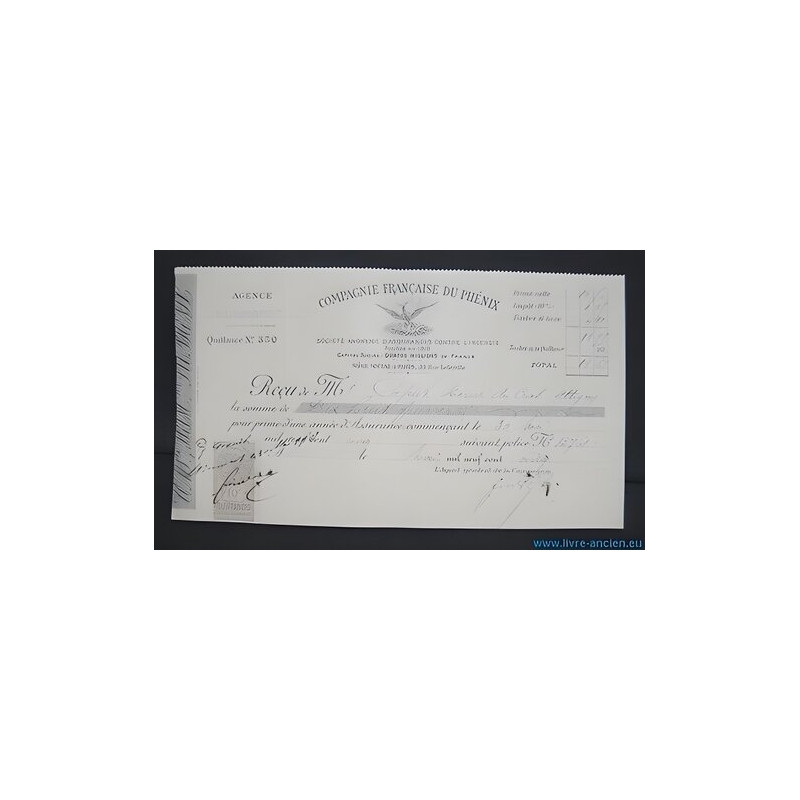 Lettre de Change COMPAGNIE FRANCAISE DU PHENIX Quittance Agence...