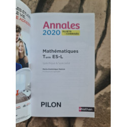 Annales BAC 2020 Maths Term ES-L - Spécialité ES - Sujets et corrigés
