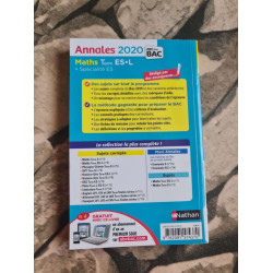 Annales BAC 2020 Maths Term ES-L - Spécialité ES - Sujets et corrigés