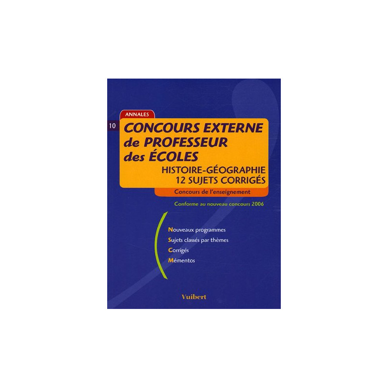 Concours externe de Professeur des Ecoles Histoire-Géographie : 12...
