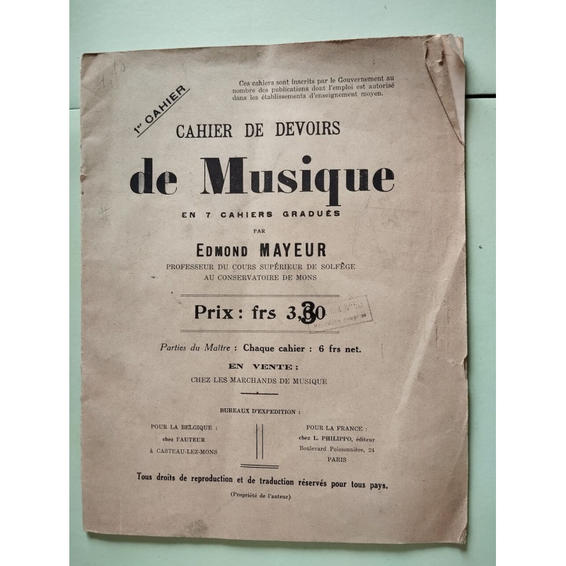 Cahier de devoirs de musique