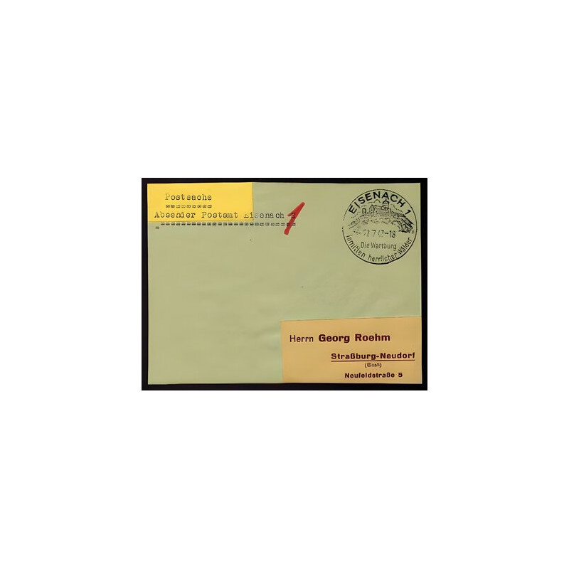 Postsache Absender Postamt EISENACH 1 du 220743