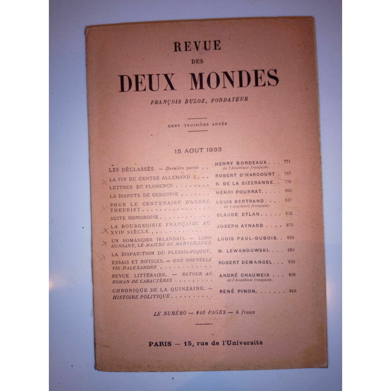 Revue des deux mondes 15 Août 1933