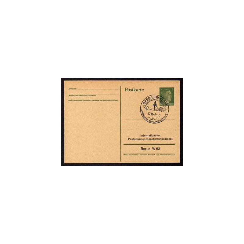 Ganzsache SASBACHWALDEN 12.11.42 BERLIN W62 STAMP