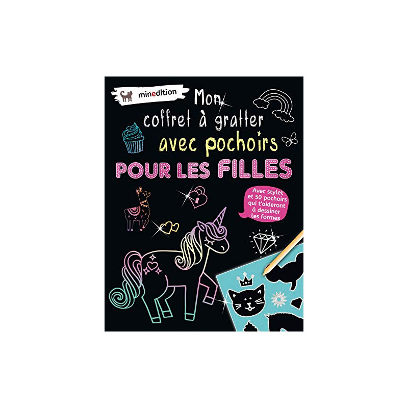 Mon coffret à gratter avec pochoirs - Filles