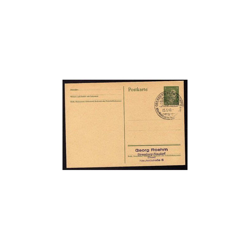 Ganzsache OBERDERDINGEN Cachet Spécial 050543 WW2