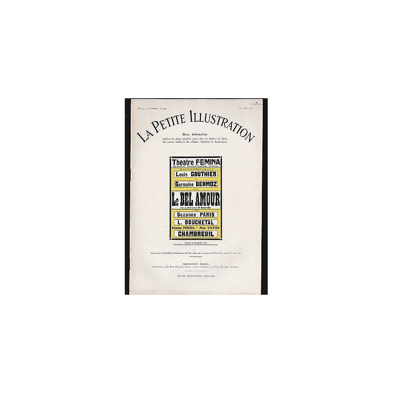 La petite illustration théâtrale n 139 Le bel amour de 1925
