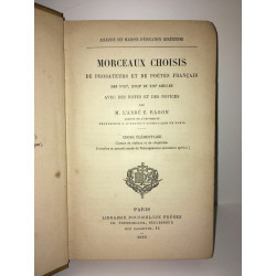 Ragon MORCEAUX CHOISIS PROSATEURS POETES FRANCAIS cours élémentaire