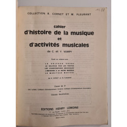 Cahier d'histoire de la musique et d'activités musicales