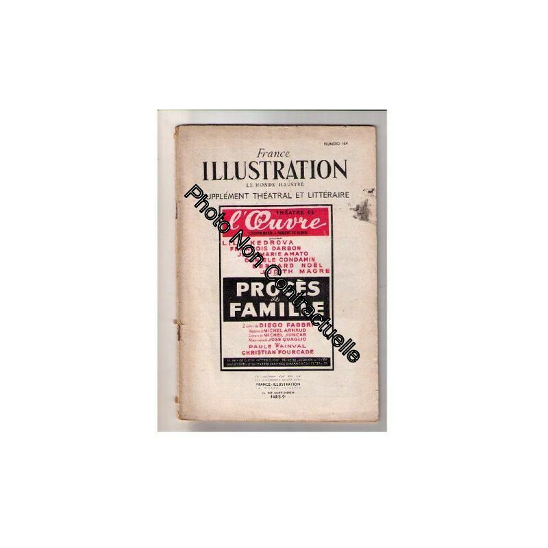 France illustration supplément théâtral et littéraire n° 189 :...