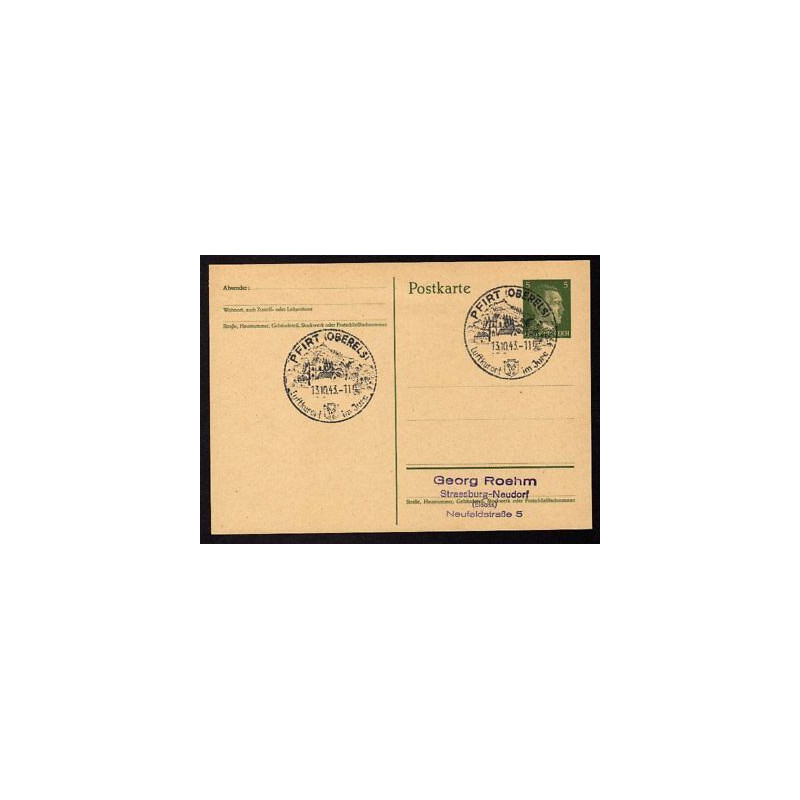 Ganzsache PFIRT Oberels Cachet Spécial 131043 WW2