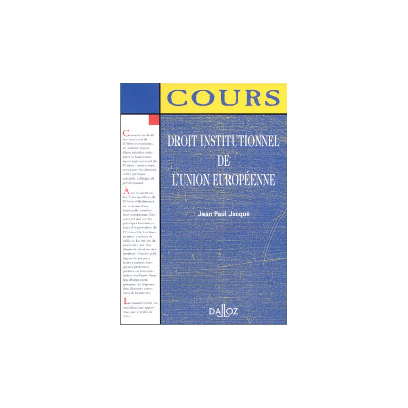 Droit institutionnel de l'Union Européenne