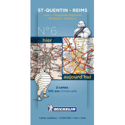 Pack 2 cartes hier/aujourd'hui Saint Quentin - Reims Michelin