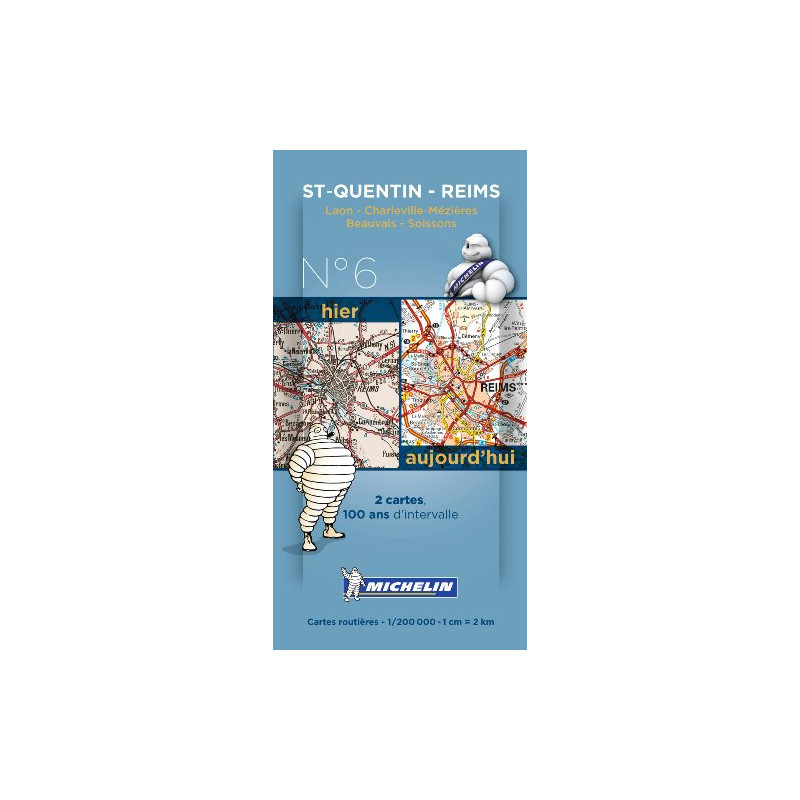 Pack 2 cartes hier/aujourd'hui Saint Quentin - Reims Michelin