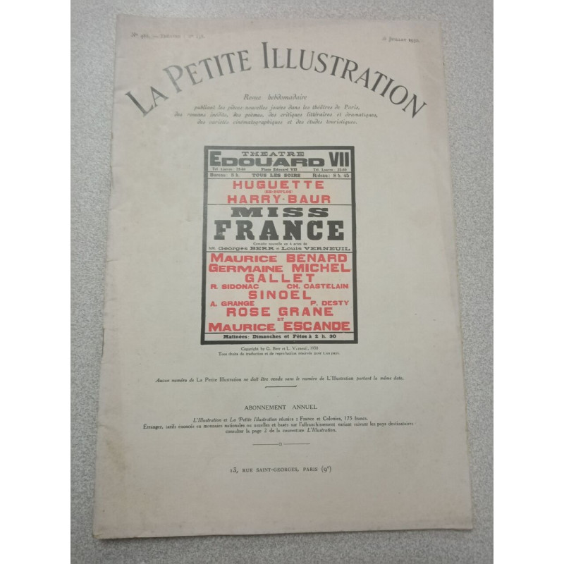 La Petite Illustration N.258 - Juillet 1930