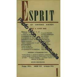 Esprit N° 1 Reflexion Sur L Action Et Sur L Amour - La Tache De...