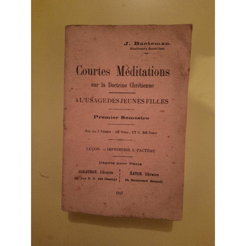 j Baeteman Courtes Méditations sur la Doctrine Chrétienne haton