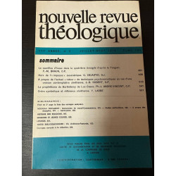 Nouvelle revue théologique 111e annee n°4 tome 101