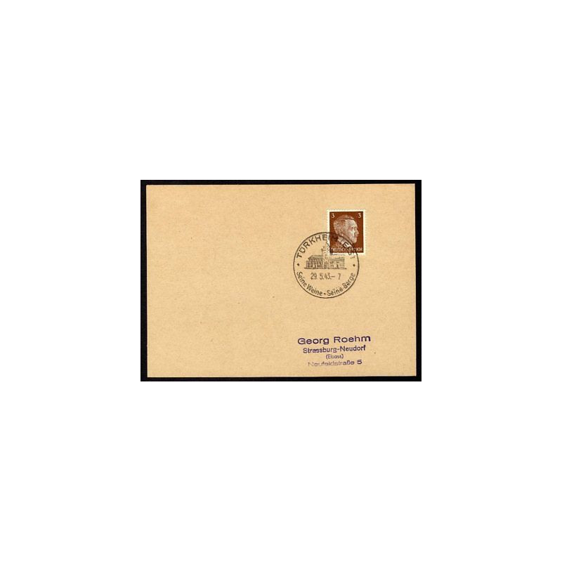 Allemagne n 706 Yv. cachet WW2 TÜRKHEIM Timbre Allemand Hitler Mi...