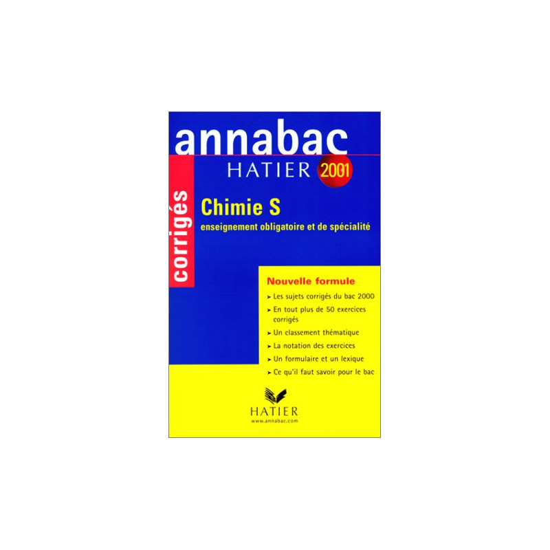 Annabac corrigés 2001 : Chimie S