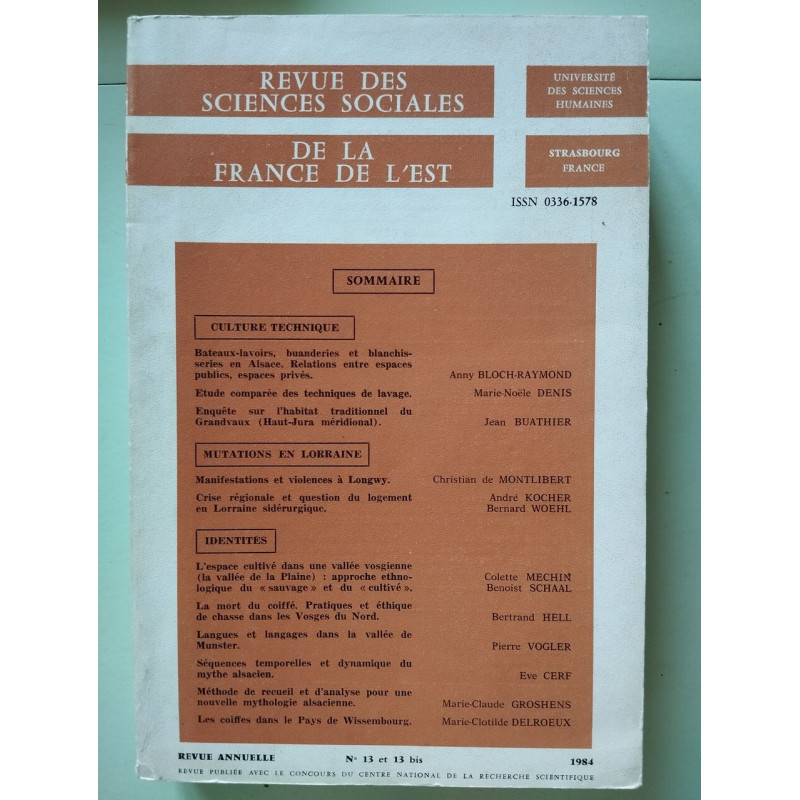 Revue des sciences sociales - 1984