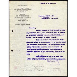 Facture Compagnie Générale des VOITURES A PARIS service...