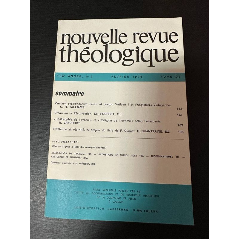 Nouvelle revue théologique 106e annee n°2 tome 96