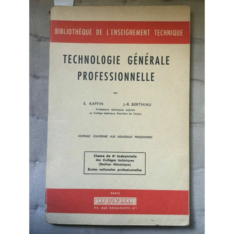 raffin berthiau Technologie générale professionnelle cl 3