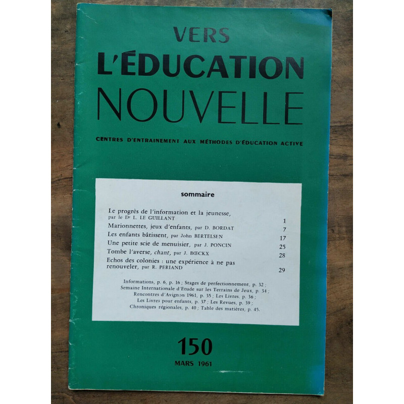 Vers l'éducation nouvelle n150 Mars 1961