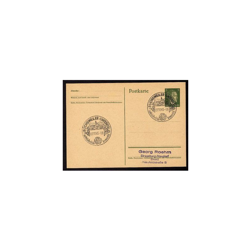 Ganzsache BUCHSWEILER Cachet Spécial 071043 WW2