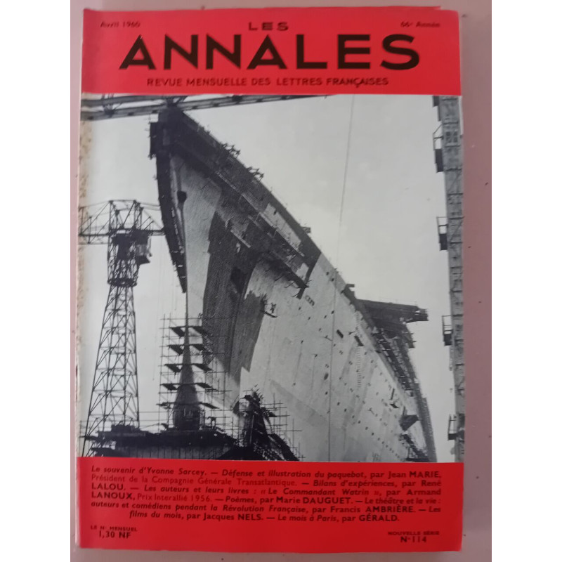 Revue Les annales des lettres françaises N° 114