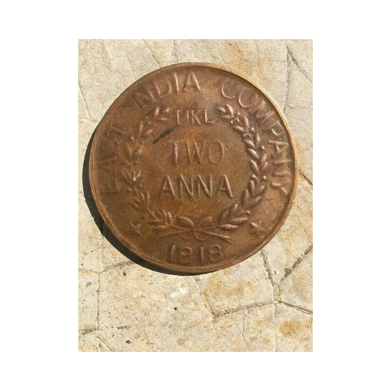 Importante Pièce indienne BIG COIN UKL TWO ANNA 1818 EAST INDIA...