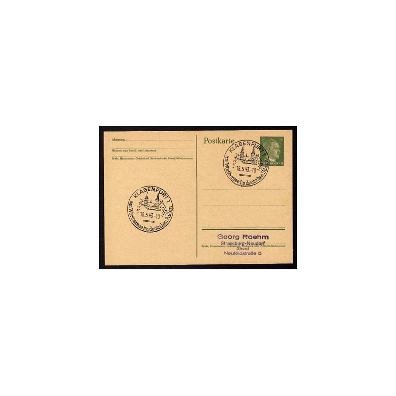 Ganzsache KLAGENFURT Cachet Spécial 180543 WW2