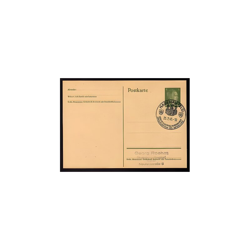 Ganzsache HAGENAU Els Cachet Spécial 25243 WW2
