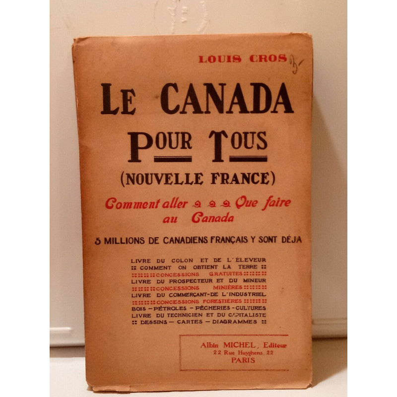 Louis Cros Le Canada pour tous Albin Michel