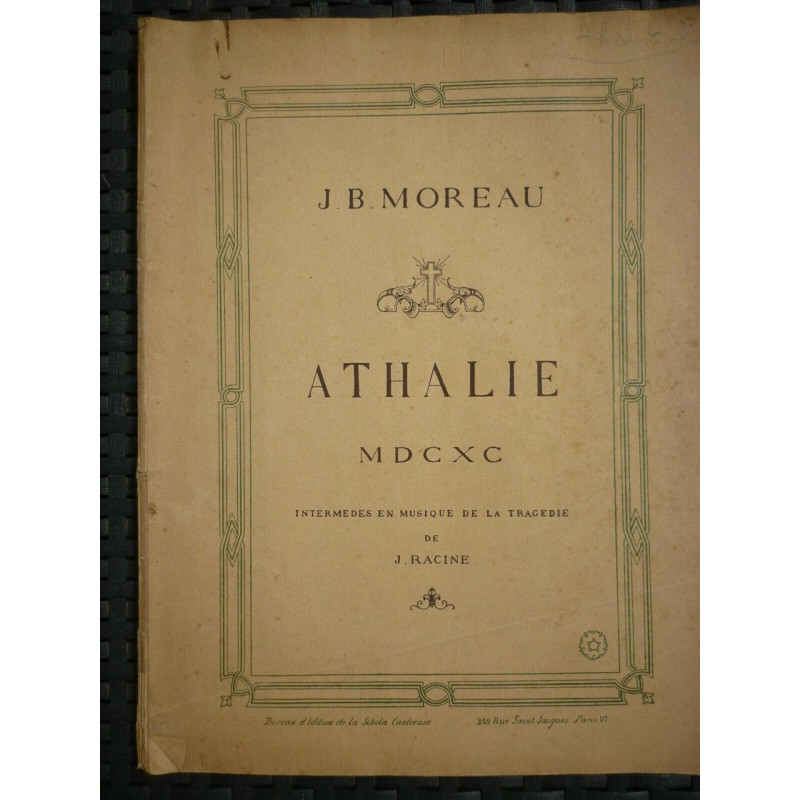 J.B. Moreau Athalie intermèdes en musique de la tragédie de...