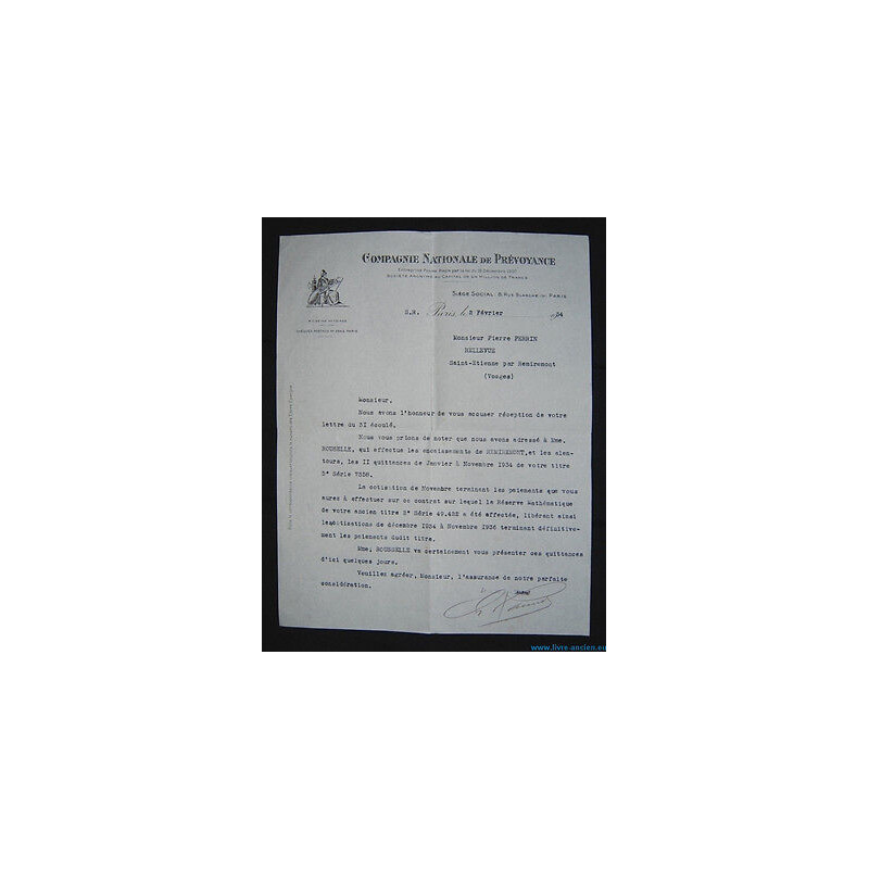 Ancienne lettre La COMPAGNIE NATIONALE DE PREVOYANCE CNP rue...