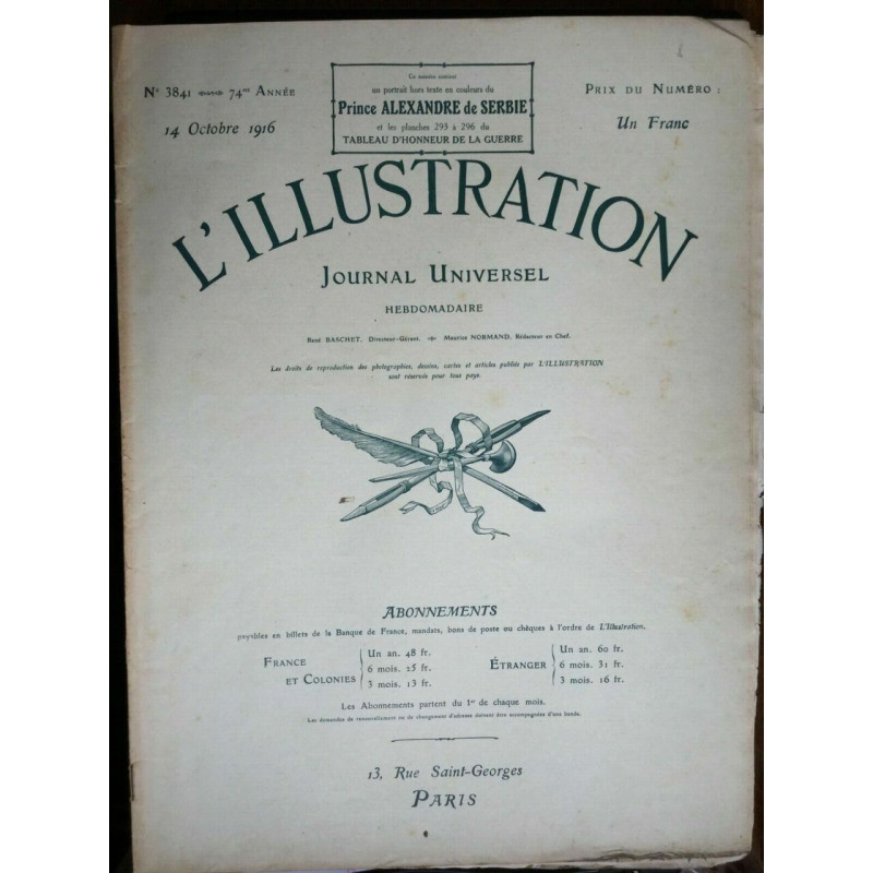 journal Universel N 3841 74 année 14 Octobre 1916