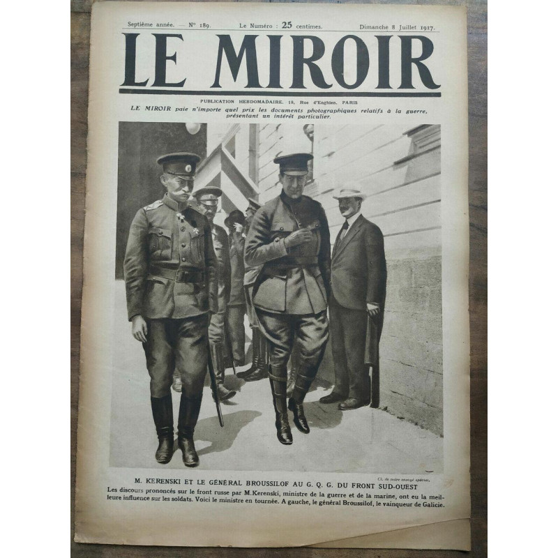 Le Miroir n189 8 Juillet 1917