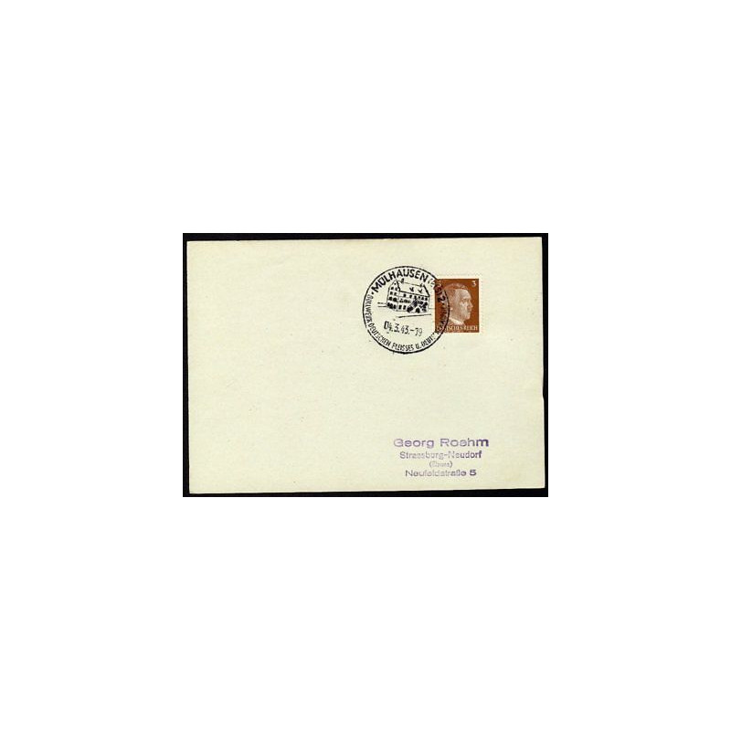 Allemagne n 706 Yv. cachet WW2 MÜLHAUSEN 2 Timbre Allemand Hitler...