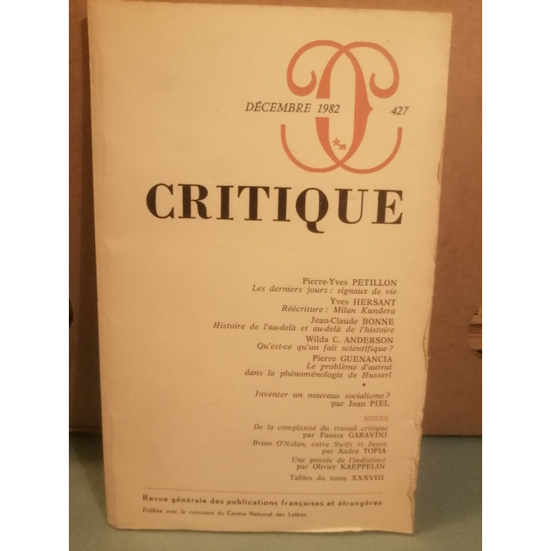 Revue Critique n427 Décembre 1982