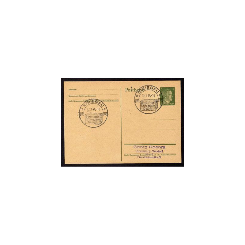 Ganzsache STRIEGAU Cachet Spécial 120144 WW2