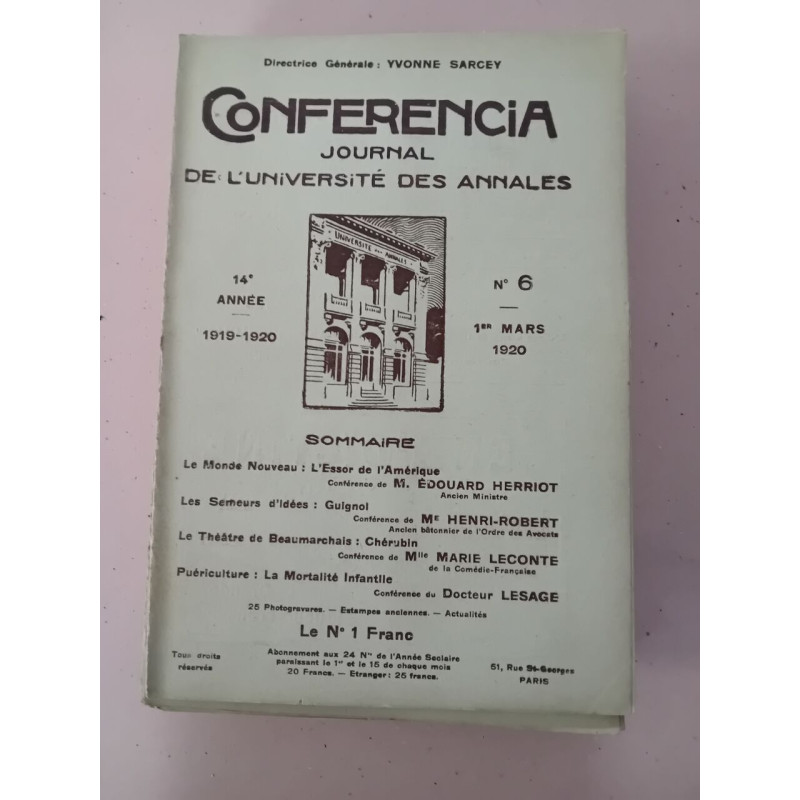 Revue Les annales des lettres françaises Ancienne série N° 6 - 1920