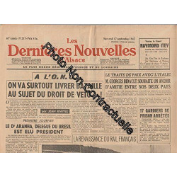 Journal LES DERNIERES NOUVELLES D'ALSACE [No 217] du 17/09/1947