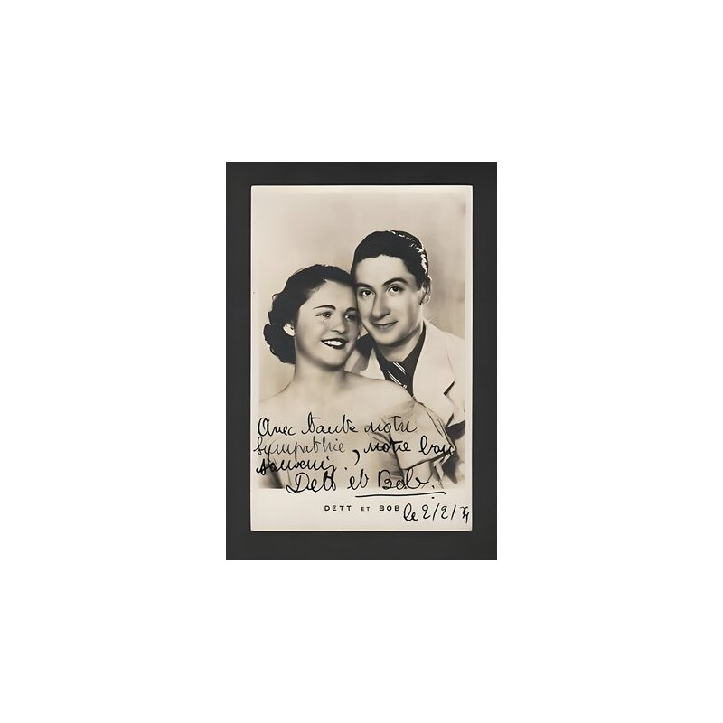Carte photo couple DETT et BOB dédicacée 0202