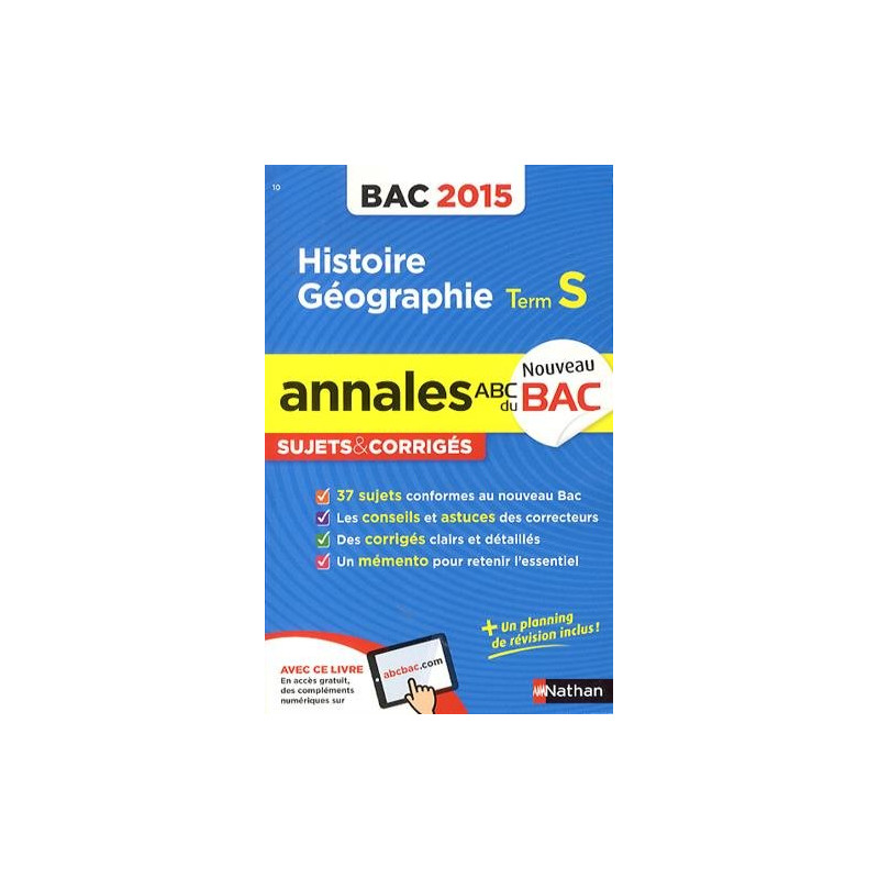 Annales ABC du BAC 2015 Histoire - Géographie Term S