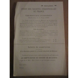 Union des Sociétés Industrielles de frane 3ème congrès Souscription