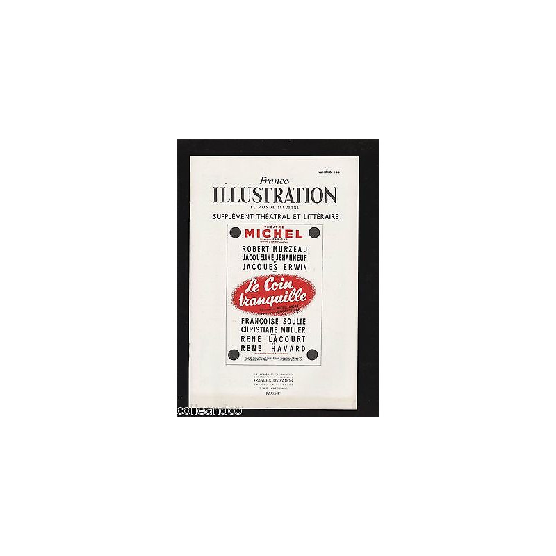 FRANCE ILLUSTRATION supplément théatral n 155 Le coin tranquille...